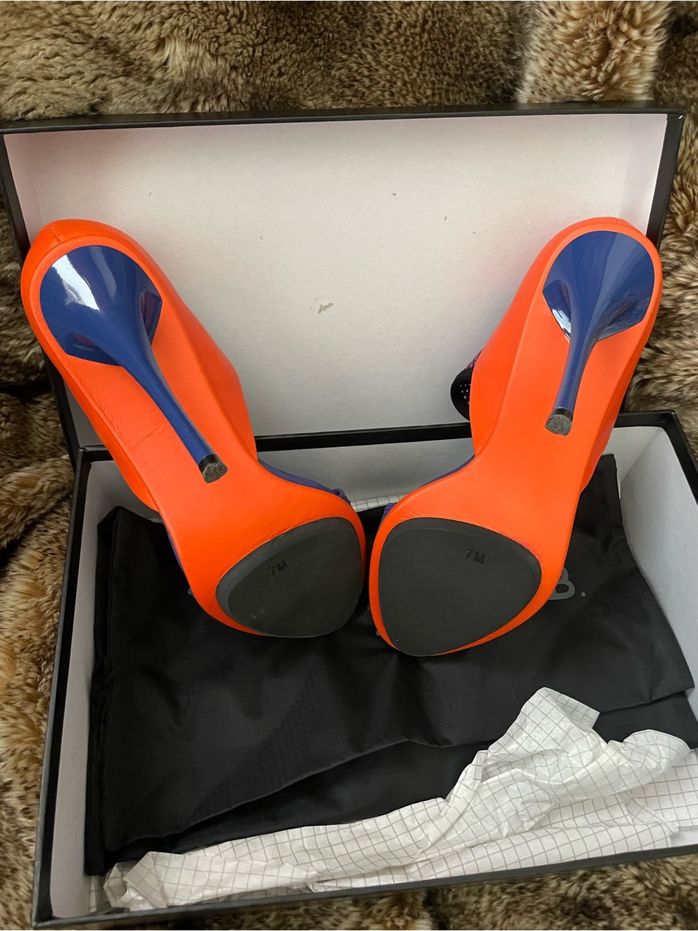 L.A.M.B. Blue & Orange Sky-High Heels - Picture 8 of 11